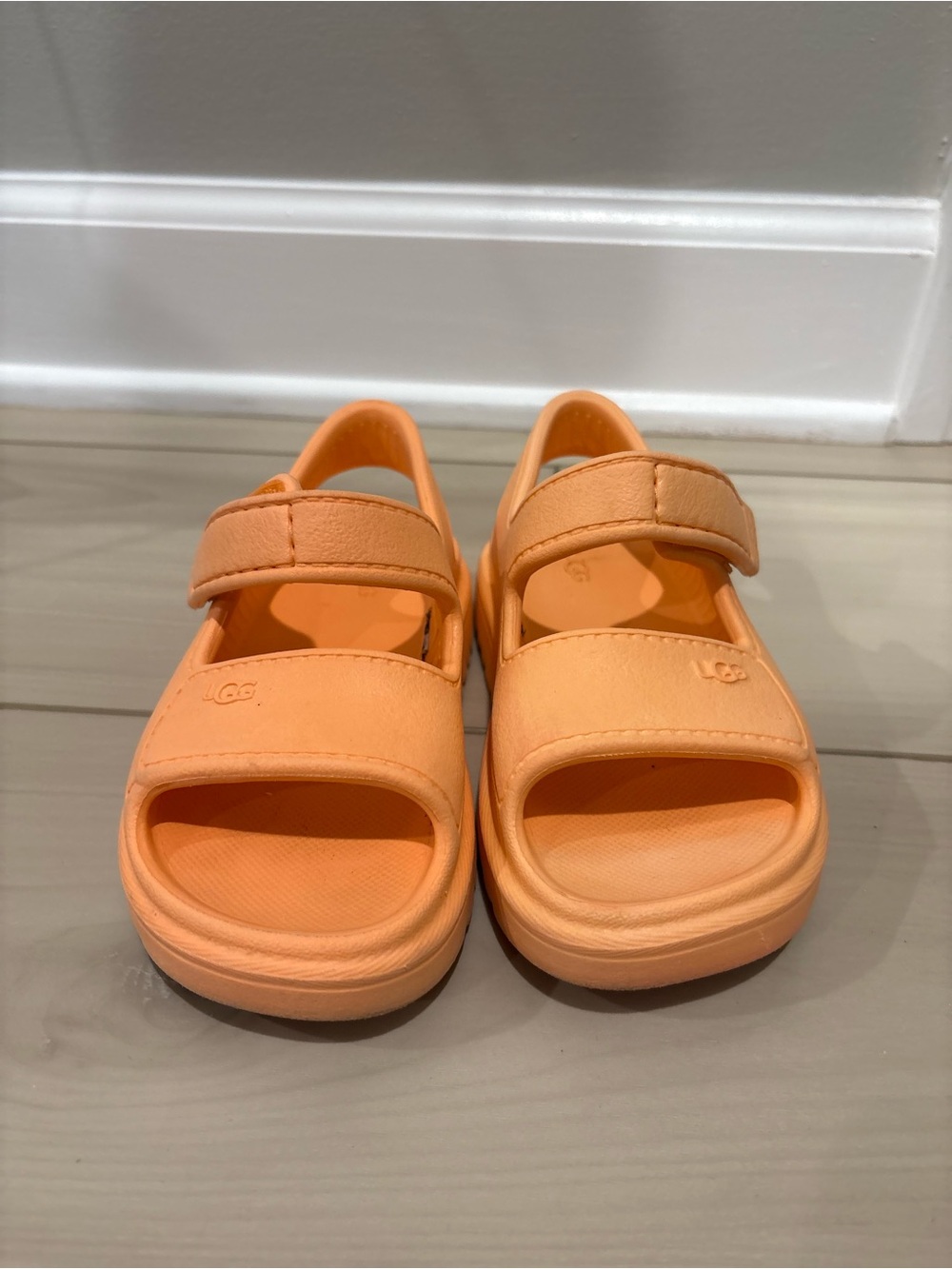 UGG Kids Peach-Orange Velcro Strap Sandals